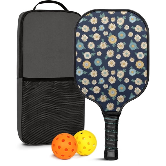 Pickleball Paddles Set,Pioneer Flower Floral Print Pattern Fiberglass Surface Pickleball Racket Set with 2 Indoor Outdoor Pickleball Balls and Pickleball Bag,Pickle-ball Equipment