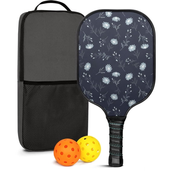 Pickleball Paddles Set,Pioneer Flower Floral Print Pattern Fiberglass Surface Pickleball Racket Set with 2 Indoor Outdoor Pickleball Balls and Pickleball Bag,Pickle-ball Equipment