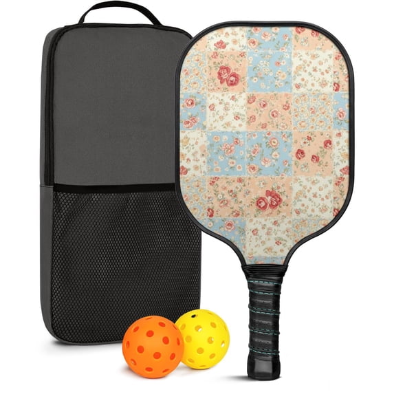 Pickleball Paddles Set,Pioneer Flower Floral Print Pattern Fiberglass Surface Pickleball Racket Set with 2 Indoor Outdoor Pickleball Balls and Pickleball Bag,Pickle-ball Equipment