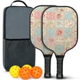 thumbnail image 1 of Pickleball Paddles Set,Pioneer Flower Floral Print Pattern Fiberglass Surface Pickleball Racket Set with 2 Indoor Outdoor Pickleball Balls and Pickleball Bag,Pickle-ball Equipment, 1 of 6