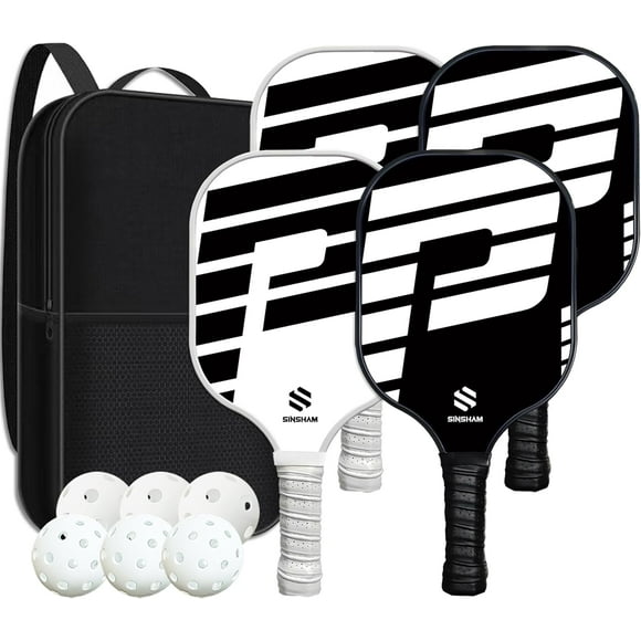 Pickleball Paddles Set of 4 Graphite Pickleball Rackets Honeycomb Core Pickleball Set Includes 4 Pickleball Paddles+Pickleball Balls+1 Bag