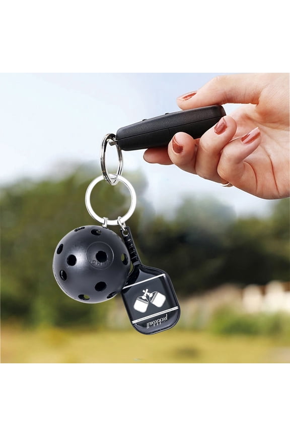 Pickleball Racket Alloy Keychain - Simulation Sports Pendant for Car Keys and Bags - Yellow and Black Decorative Keychain (2.3x1.3x1.1 in)