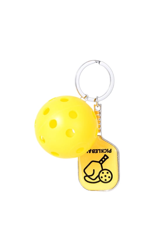 Pickleball Racket Keychain Alloy Sports Keychain Yellow Pickleball Pendant Simulation Pickleball Keyring Sports Fan Gift Car Keys Keychain Bag Pendant Durable Metal Keychain