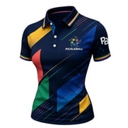 Pickleball Shirts for Women Short Sleeve Pickleball Balls Print Polo Shirt Fashion Tee Casual Soft Training Tops Navy S