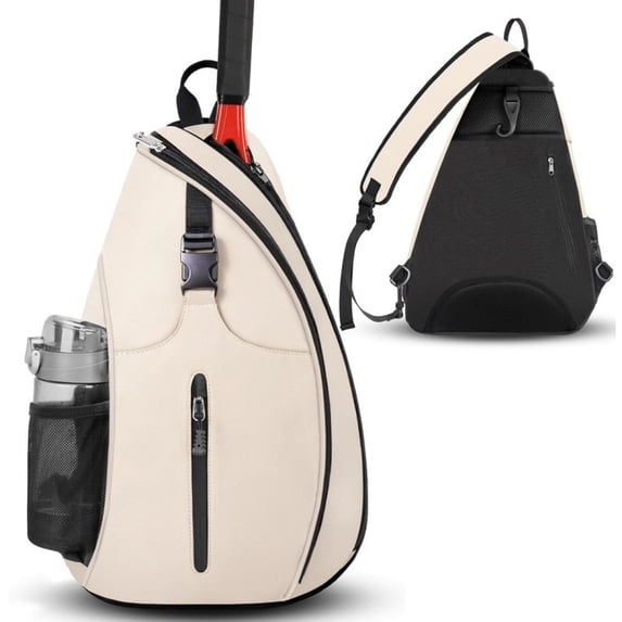 Pickleball Shoulder Bag Sports Bag with Paddle Holder Water Bottle Pocket for Travel
