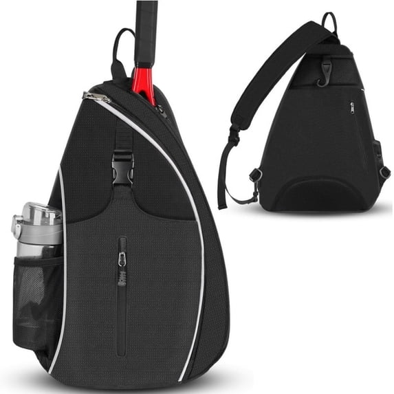 Pickleball Shoulder Bag Sports Bag with Paddle Holder Water Bottle Pocket for Travel