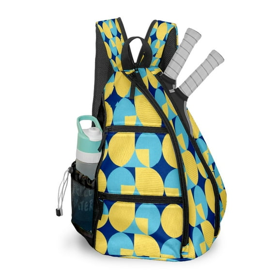 Pickleball Shoulder Bag for Men and Women - Fence Hook - Crossbody Backpack with Water Bottle Holder Irregular Shapes