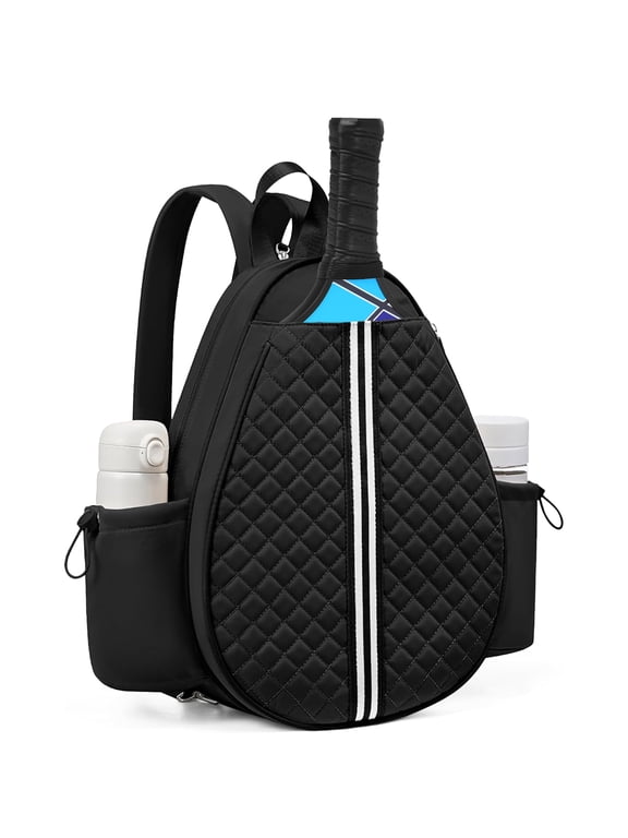 Pickleball Sling Bag for Men Women Waterproof Badminton Tennis Backpack with Wet Pocket Hidden Fence Hook Machine Washable