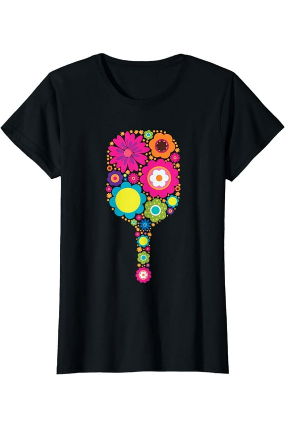 Pickleball Sports Racquet Racket Paddle Flowers Women Girls T-Shirt