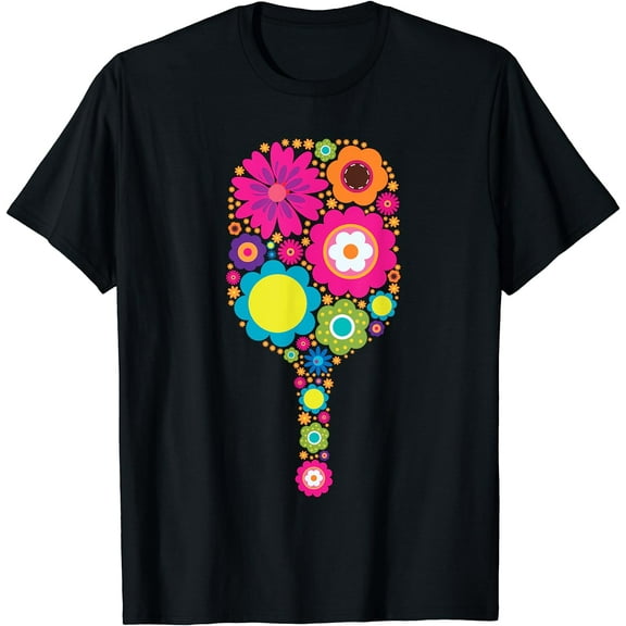 Pickleball Sports Racquet Racket Paddle Flowers Women Girls T-Shirt