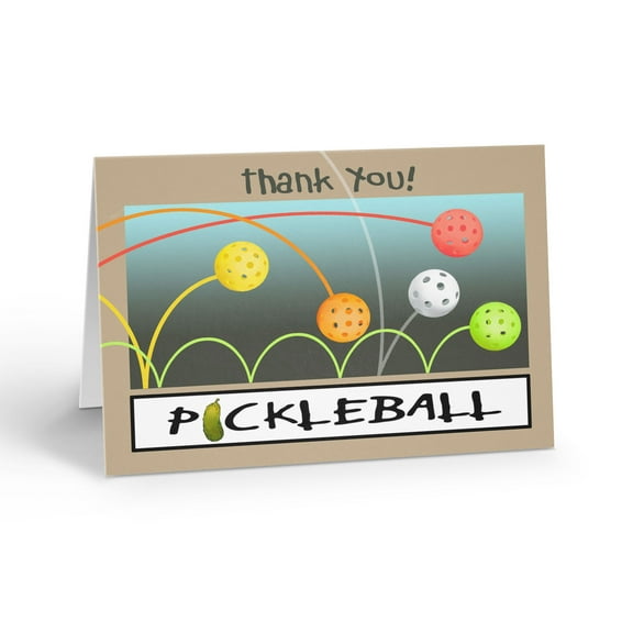 Pickleball Thank You Note Cards - 10 Pickleball Note Cards and Envelopes - 14413