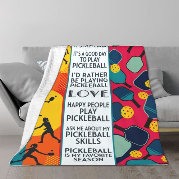 Pickleball Throw Blanket Pickleball Team Gift, Soft Flannel Blanket for Men Women Home Bedroom Decor 50x40