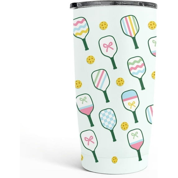 Pickleball Tumbler 20oz, Stainless Steel Travel Cup with Lid, Insulated Coffee Mug, Pickleballs Gifts for Women Girls Friends Sisters Players on Birthday Christmas