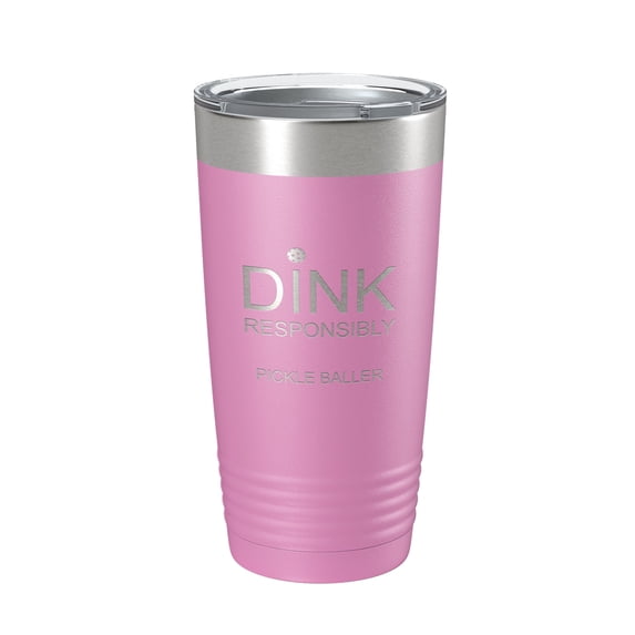 Pickleball Tumbler Dink Responsibly Travel Mug Gift Insulated Laser Engraved Coffee Cup 20 oz Light Purple