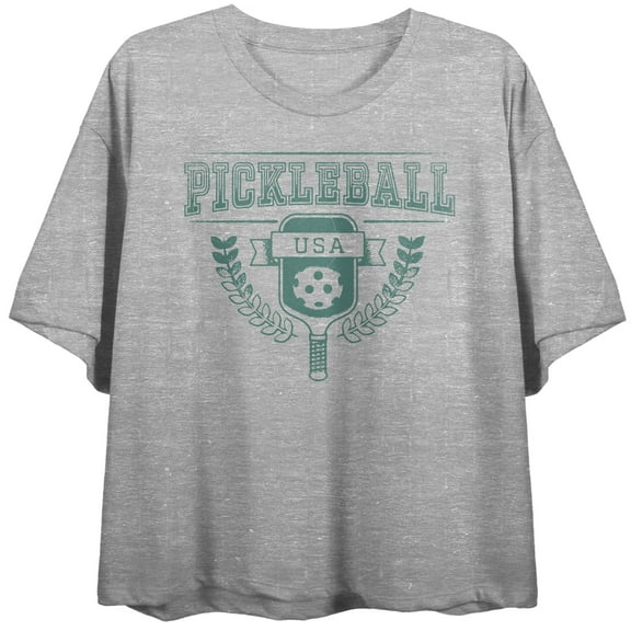 Pickleball USA Women's Heather Gray Crop Tee-Medium