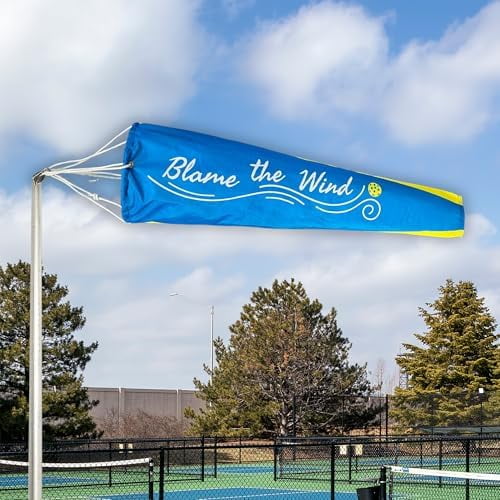 Pickleball Windsock Flag 10"x36" | Blame the Wind Design | Easy Install with Carabiner | Lightweight 4 oz Polyester | Quad-Stitched Durable Fabric | Shows True Wind Direction & Speed