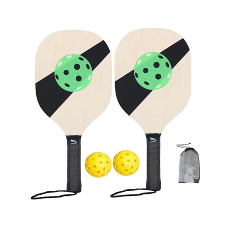Pickleball Wood Paddle Set Beginner Racket Durable 2 Paddles 2 s Style B