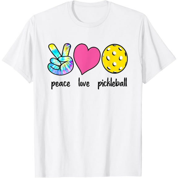 Pickleball for Girls Pink Tie Dye Peace Love Pickleball T-Shirt