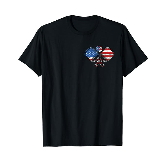 Pickleball with USA Flag Design Graphic Patriotic American T-Shirt ...