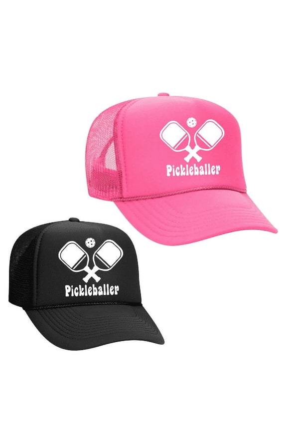 Pickleballer hat Trucker hat Varsity font bride bridesmaid party crew preppy prep pink