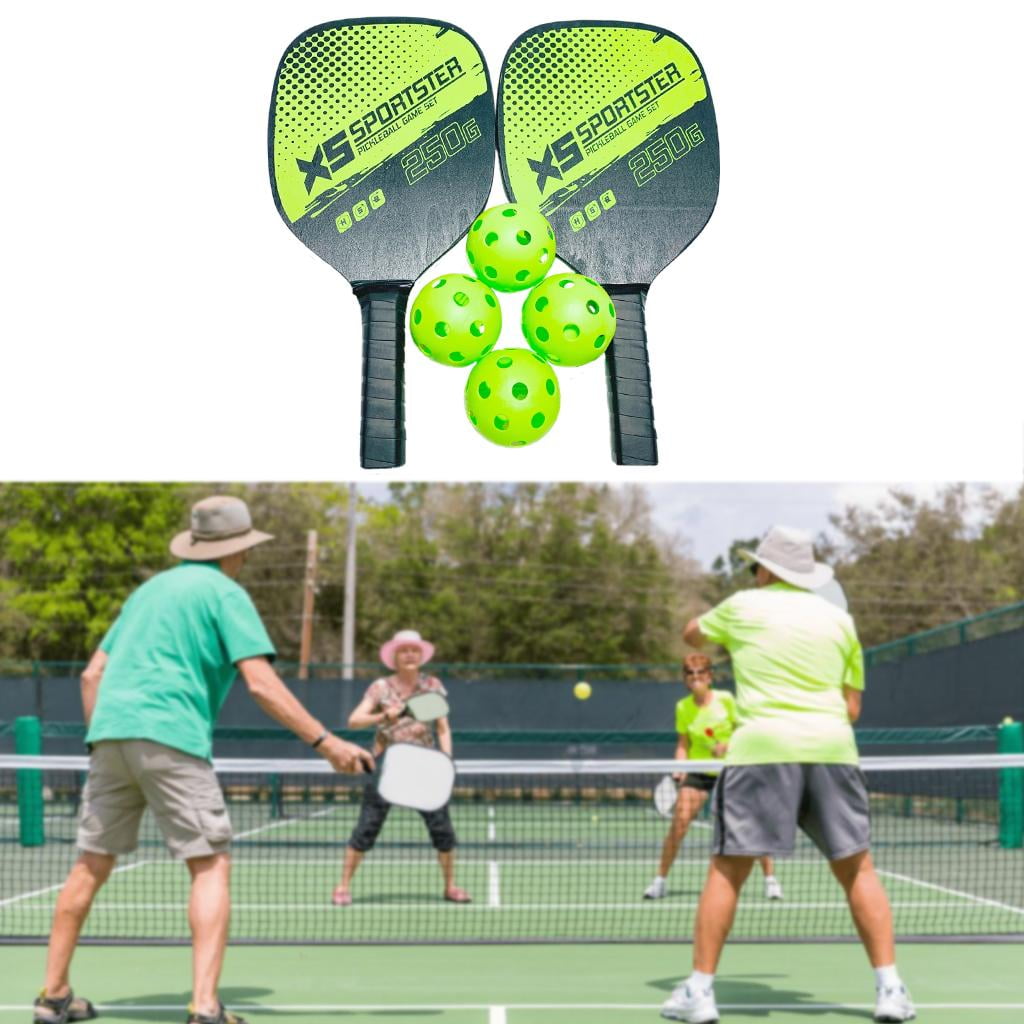 Pickleballs Rackets Pickleball Paddles Set of 2 Rackets & 4 Balls