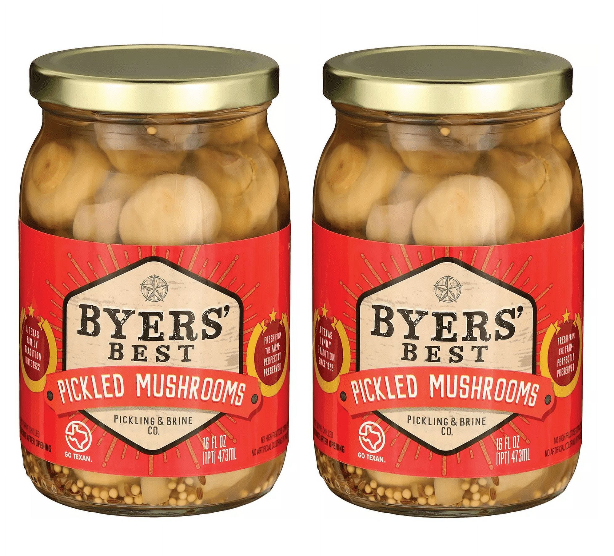Pickled Mushrooms with Garlic and Spices 160z. Two (2) Glass Jars