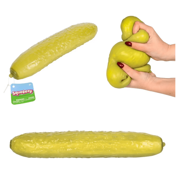 11" Pickle Squishy Toys, Fruit Squeeze Party Favors, Fun Gag Gift & Desk Accessory
