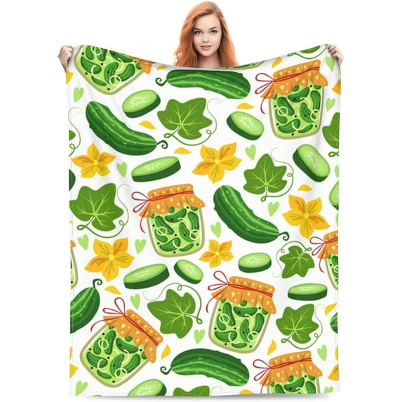 Pickles Blanket Pickle Blanket for Kids Adults Pickles Gift for Pickles Lovers Cozy Soft Flannel Lightweight Warm for Sofa Couch Living Room Bed Camping Travel 60"x50" for Boys Girls Pickle Decor