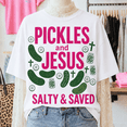 thumbnail image 1 of Pickles and Jesus Comfort Colors Shirt, Funny Christian Pickle Graphic Tee, Salty and Saved Faith Gift for Women, 1 of 6