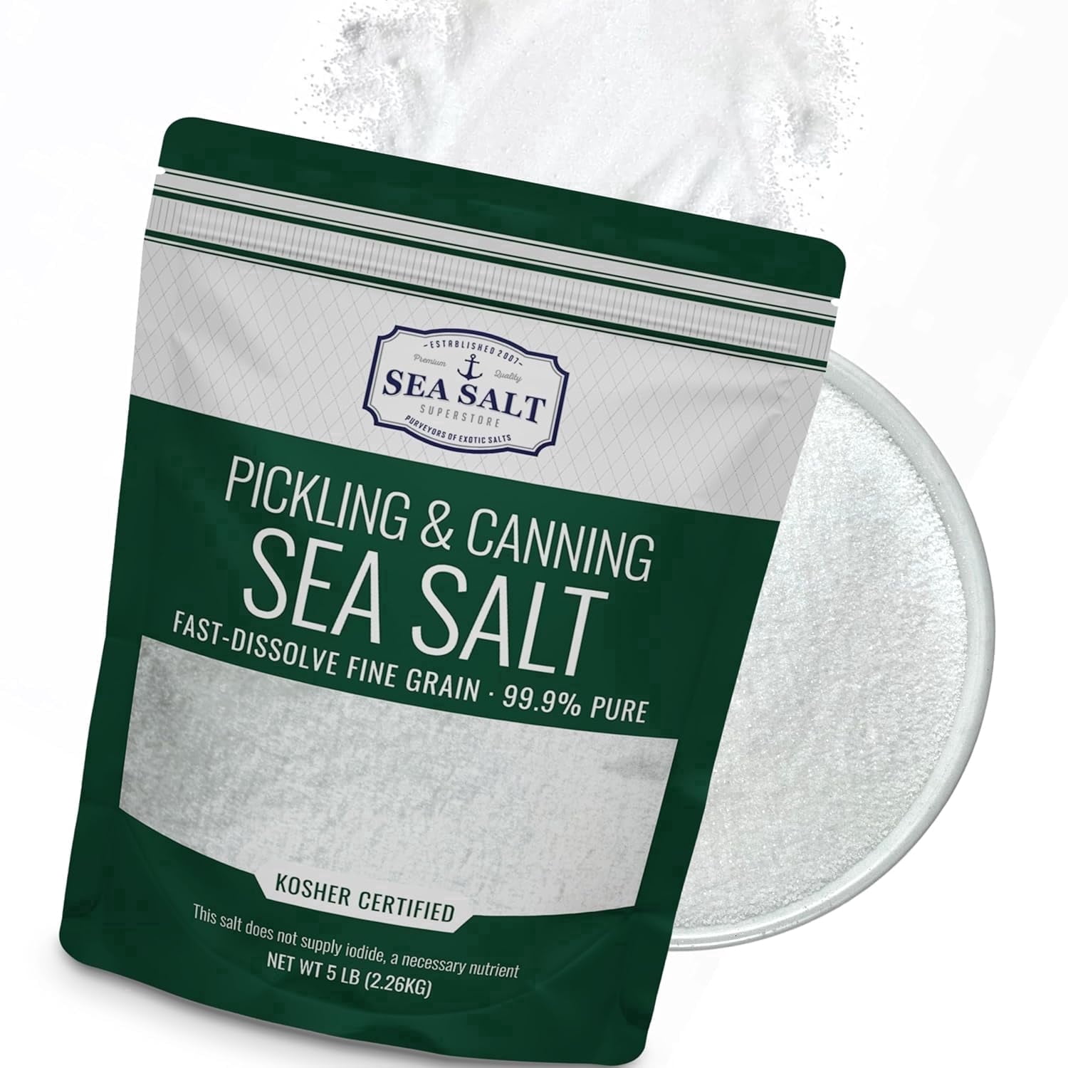 Pickling & Canning Pickling & Curing Salt for Natural Preserving, Fine Kosher Salt for Brining, 5 lb Bag (1X5 lb) Non Iodized