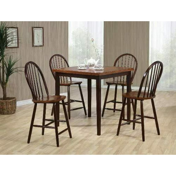 Pickney 5 Five Piece Counter Height Table Stool Black Brown Dining Dinette Set