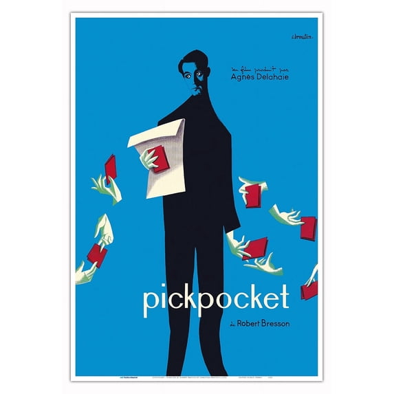 Pickpocket - Directed by Robert Bresson - Vintage French Film Movie Poster by Christian Broutin c.1959 - Master Art Print (Unframed) 13in x 19in
