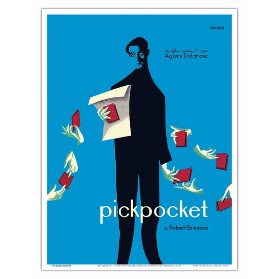 Pickpocket - Directed by Robert Bresson - Vintage French Film Movie Poster by Christian Broutin c.1959 - Master Art Print (Unframed) 9in x 12in