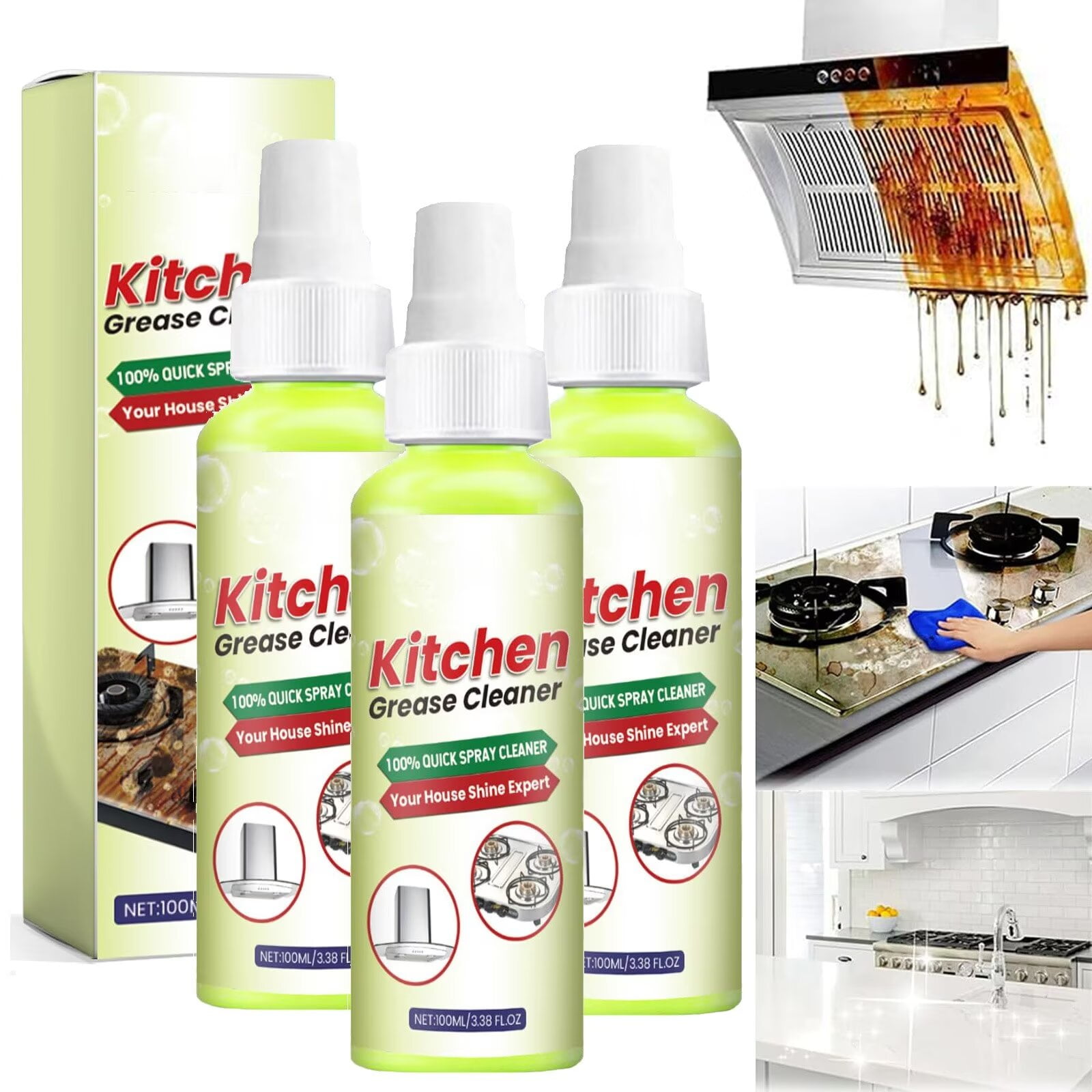 Pickskart Kitchen Grease Cleaner, Multi-Purpose Kitchen Grease Cleaner ...