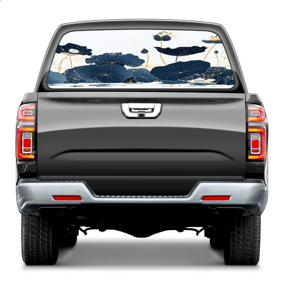 Pickup Car Window Stickers Decal Rear Window Decals for Trucks One Way Visual Waterproof Truck Back Window Tint Decal Graphic Perforated Vinyl Truck Stickers 66X 22inch Blue Lotus Vector Art