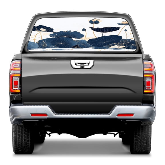 Pickup Car Window Stickers Decal Rear Window Decals for Trucks One Way Visual Waterproof Truck Back Window Tint Decal Graphic Perforated Vinyl Truck Stickers 66X 22inch Blue Lotus Vector Art