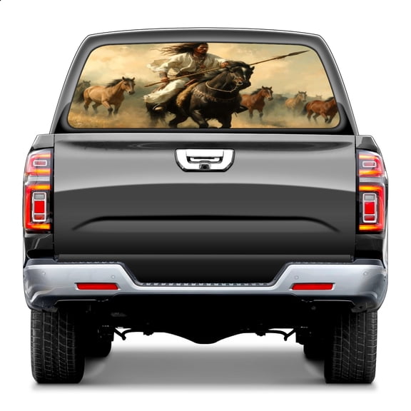 Pickup Car Window Stickers Decal Rear Window Decals for Trucks One Way Visual Waterproof Truck Back Window Tint Decal Graphic Perforated Vinyl Truck Stickers 66X 22inch Horse Herd