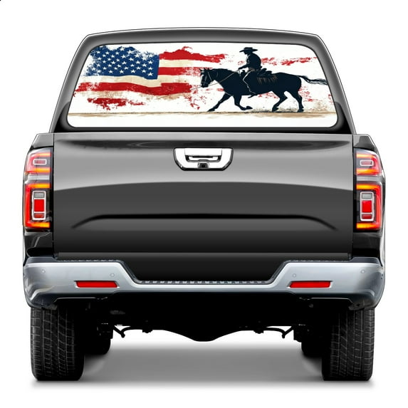 Pickup Car Window Stickers Decal Rear Window Decals for Trucks One Way Visual Waterproof Truck Back Window Tint Decal Graphic Perforated Vinyl Truck Stickers 66X 22inch American Cowboy Silhouette