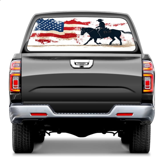 Pickup Car Window Stickers Decal Rear Window Decals for Trucks One Way Visual Waterproof Truck Back Window Tint Decal Graphic Perforated Vinyl Truck Stickers 66X 22inch American Cowboy Silhouette