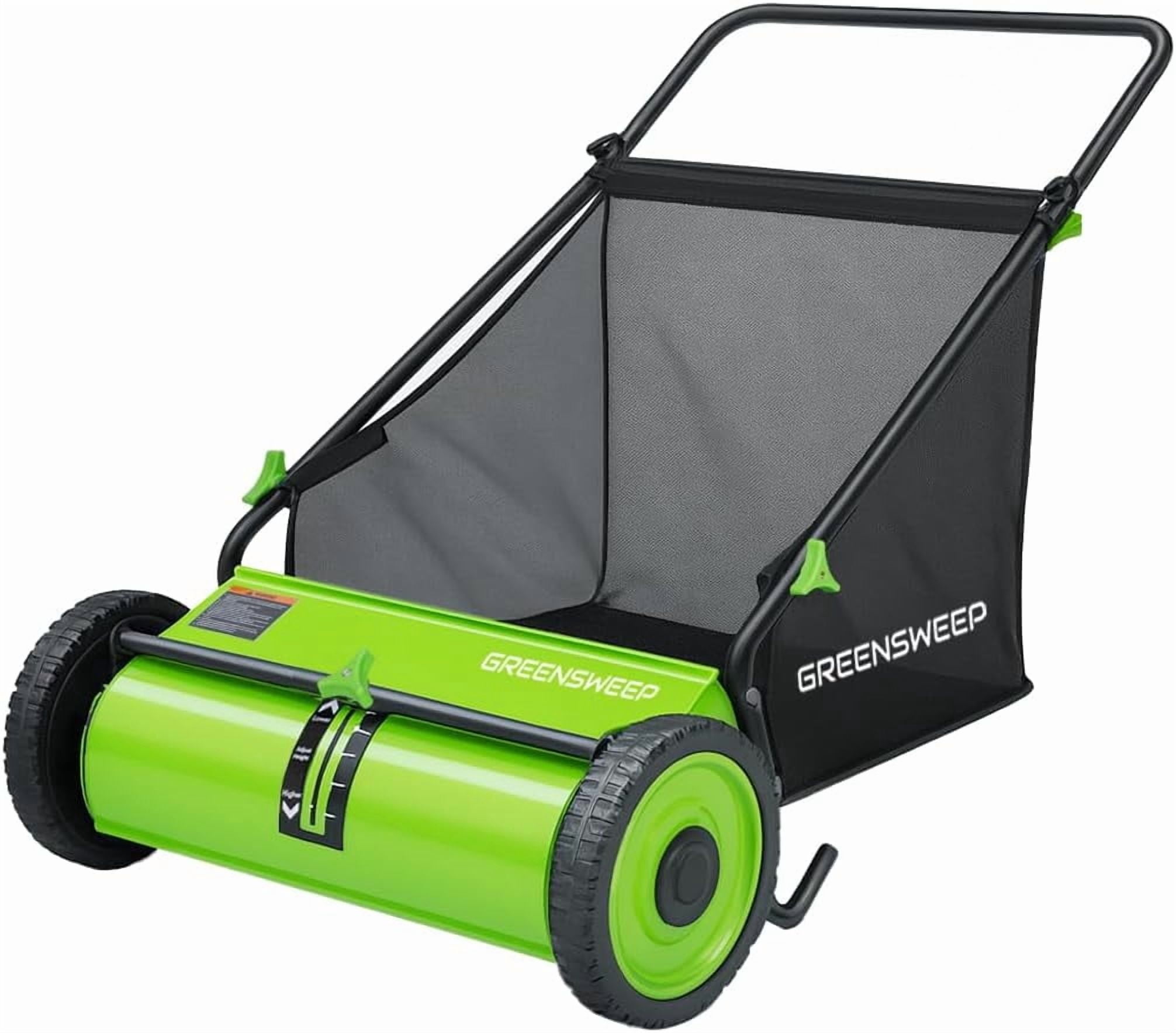 GreenSweep PickUp Pro XL Lawn Sweeper, Manual Push Leaf and Grass Sweeper, 3.5 cu ft Hopper