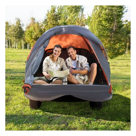 Pickup Tent 2 Person Portable Truck Tent with Carry Bag, Waterproof Polyester Taffeta Camping Tent for 5-6.8ft Bed, Easy Setup Fiberglass Pole Tent for Outdoor Camping, Hiking & Fishing