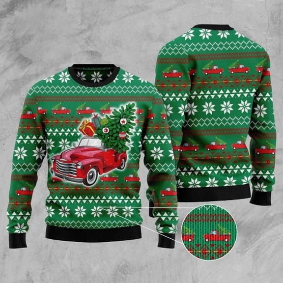 Pickup Truck 3D Christmas Sweater, Funny Xmas Sweater, Sweater Xmas