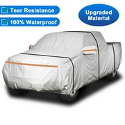Pickup Truck Car Cover, 100% Waterproof Upgrade Cotton PU, Sun UV Outdoor Protection Durable Silver