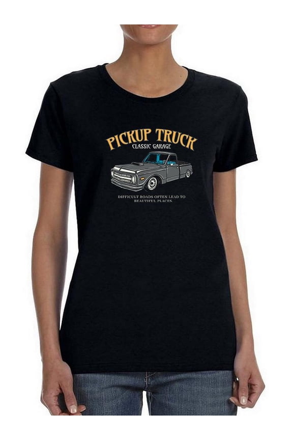 Pickup Truck Classic Garage Shaped T-Shirt Women -Image by Shutterstock, Female Small