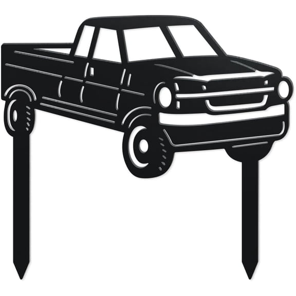 Pickup Truck Decorative Silhouette Garden Stakes Metal Truck Car Stakes Statues Ornaments Lovers Gifts Yard Art Black Silhouette Yard Outside Decor for Backyard Patio 9.8x10.6 Inch Black