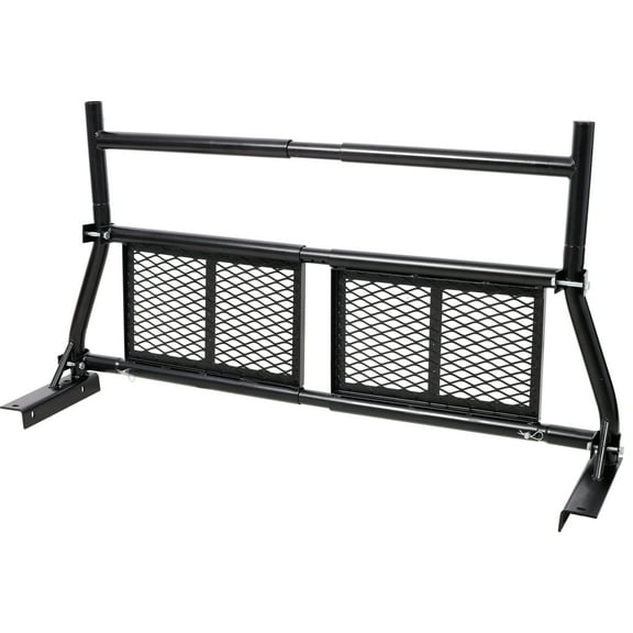 Pickup Truck Headache Rack,Adjustable Steel Truck Back Rack Mesh Window Protector Head Frame Bed,Black