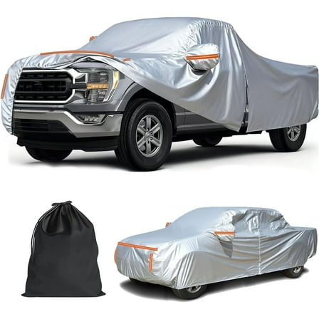 420D Heavy Duty Pickup Truck Cover, All-Weather Waterproof Protection for Full Size Trucks up to 242", Fit for Chevrolet/Ford/Dodge/Nissan/Toyota/Jeep