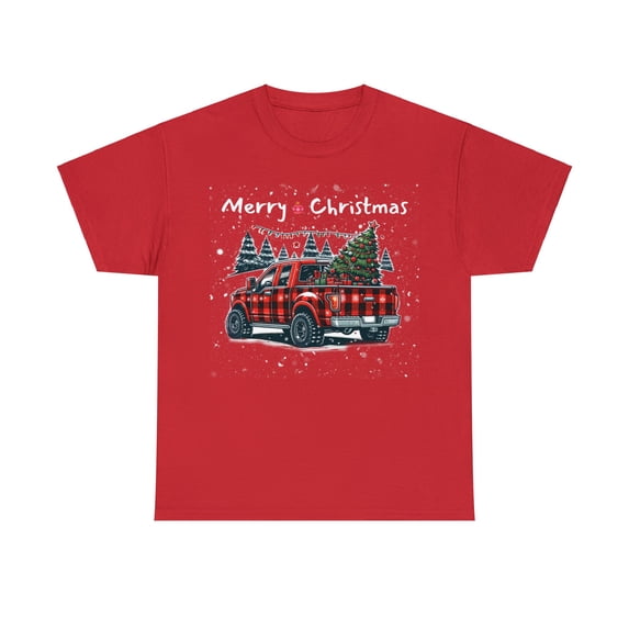 Pickup truck carry Christmas Tree - Christmas Unisex Heavy Cotton Tee