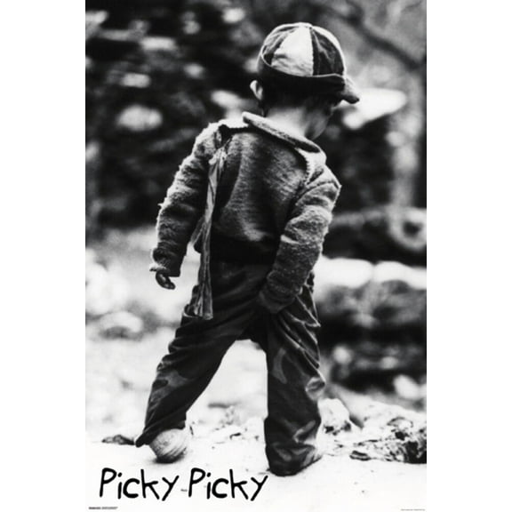 Picky Picky Child Scratching Backside Photo Funny – Poster - Poster Print - Wooden Hanging Scroll Frame 11 x 17 Inch Poster