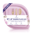 thumbnail image 1 of Pickytarian Compostable Bamboo Dinnerware Set, 50-Piece Purple Party Plates, 1 of 15
